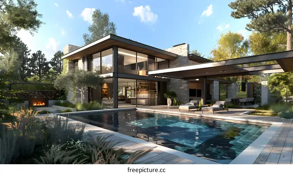 Modern luxury house with pool and terrace