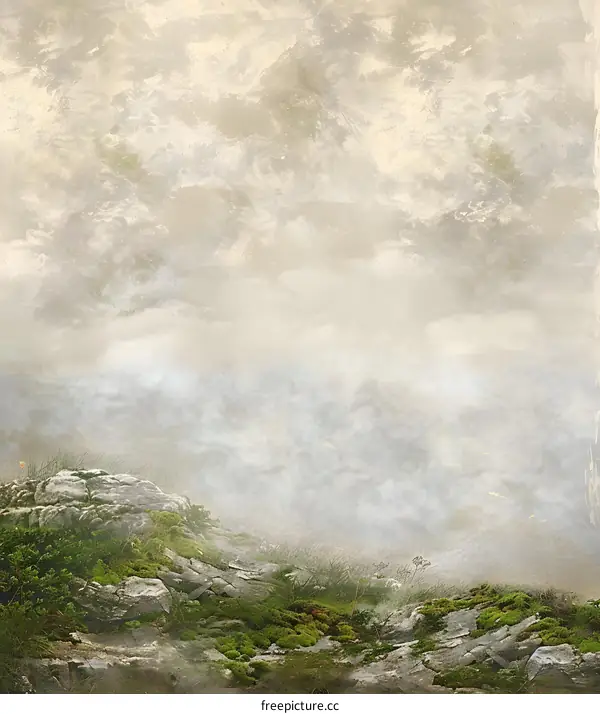 Misty Mountain Landscape Digital Painting