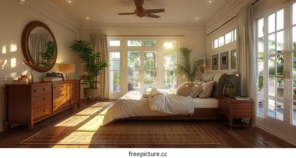 Elegant Sunlit Bedroom Interior Design