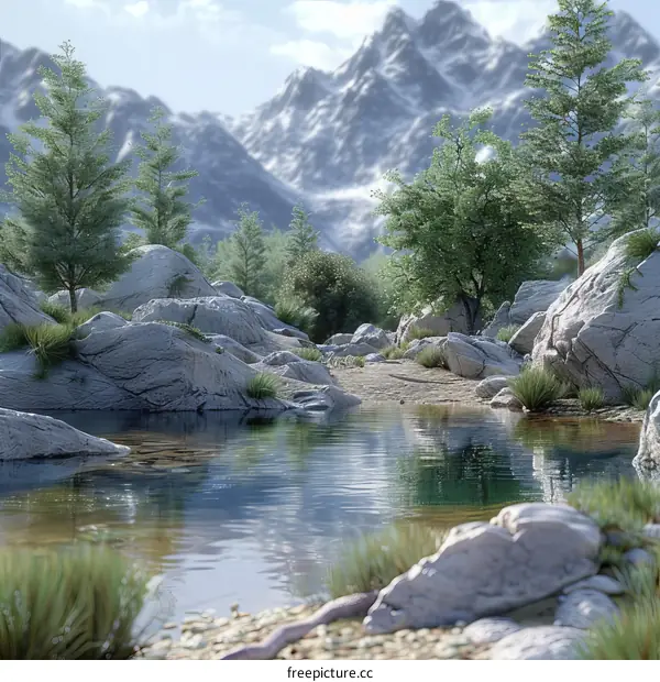 Mountain Lake in Pristine Nature Setting