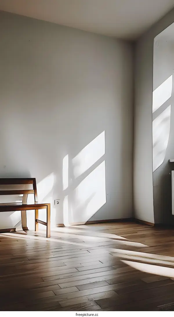 Sunlight Streaming Through Window in Empty Room
