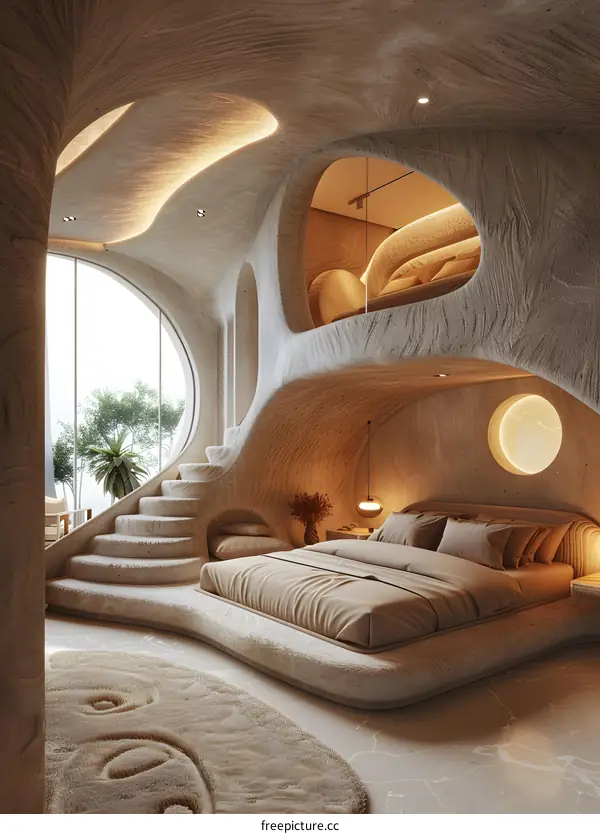 Bedroom in the cave of the future