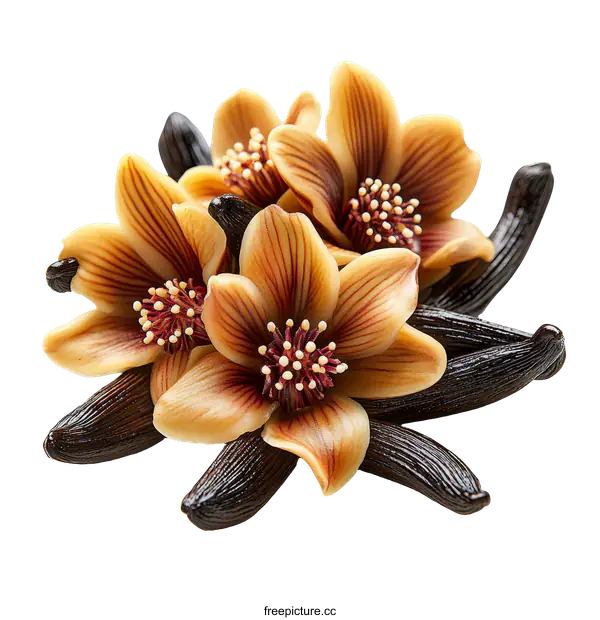 [Transparent Background PNG]Handcrafted Vanilla Pods with Floral Decorations