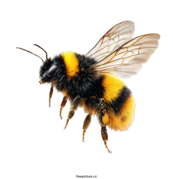 [Transparent Background PNG]Close-up of a Bumblebee in Flight