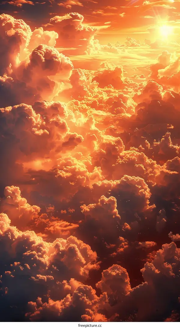 heavenly cloudscape with bright orange hues