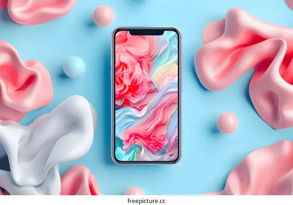Abstract Pink and Blue Phone Screen Wallpaper