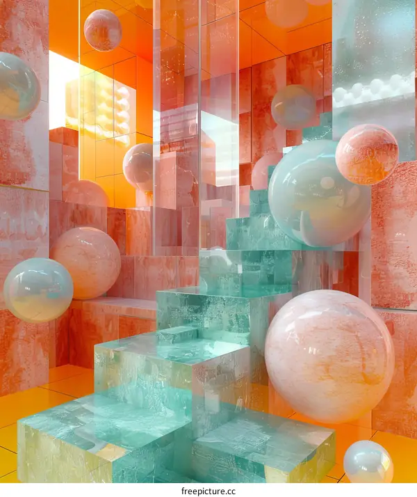 Floating 3D Spheres and Geometric Shapes in Surreal Space