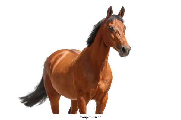 [Transparent Background PNG]Stunning Brown Horse Portrait Against White Background