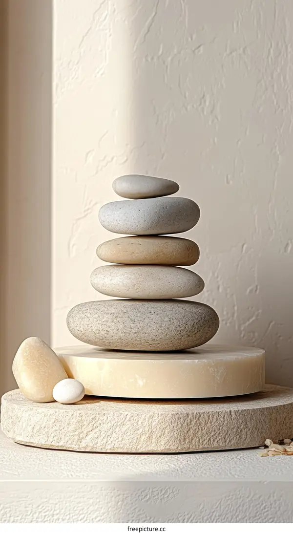 Stacked Stones on a Circular Base Decor