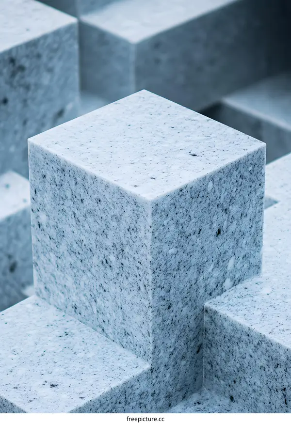 Abstract Gray Stone Cubes Geometric Background