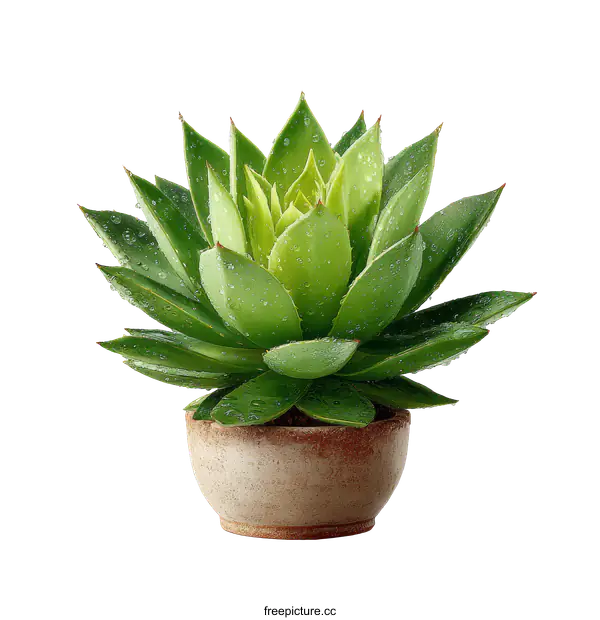 [Transparent Background PNG]Succulent Plant in Pot Against White Background