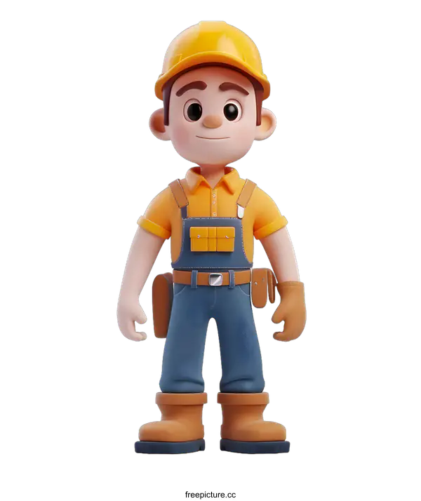 [Transparent Background PNG]3D Cartoon Construction Worker