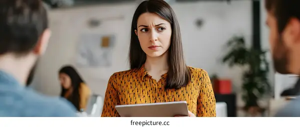 Businesswoman Discussing Project with Team Members in Office