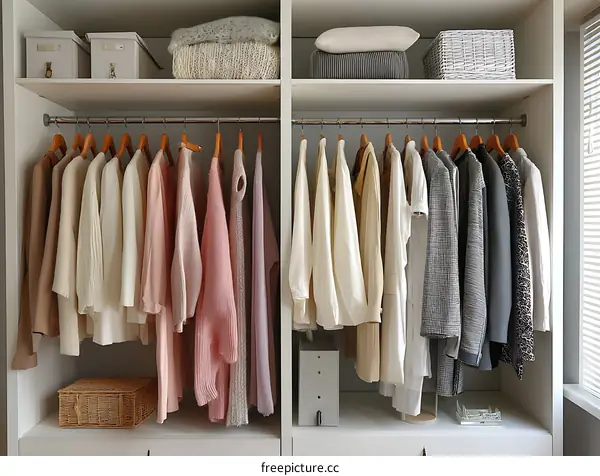Organized Closet with Colorful Clothes