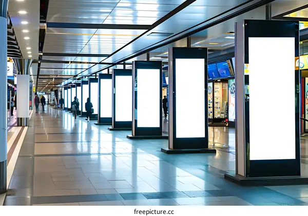 Blank Advertisement Posters In A Shopping Mall Corridor