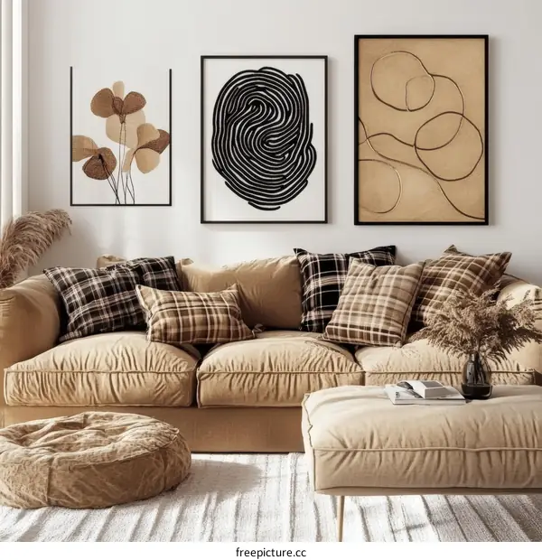 Modern Living Room Interior with Abstract Art