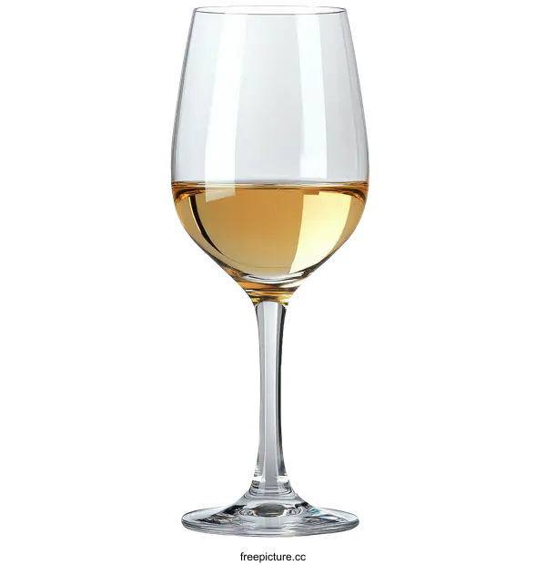 [Transparent Background PNG]Elegant Wine Glass Filled with White Wine