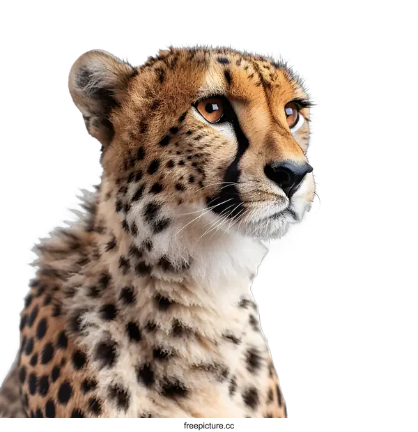 [Transparent Background PNG]Cheetah Portrait on White Background