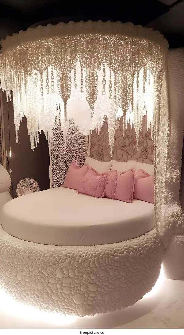 Modern Round Bed with Unique Canopy