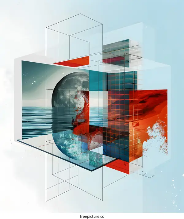 Abstract Geometric Art with Earth and Water