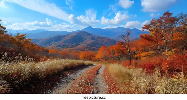 Autumn Mountain Road Landscape