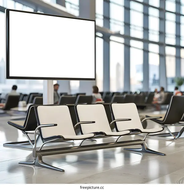 Blank Advertising Screen in Airport Terminal