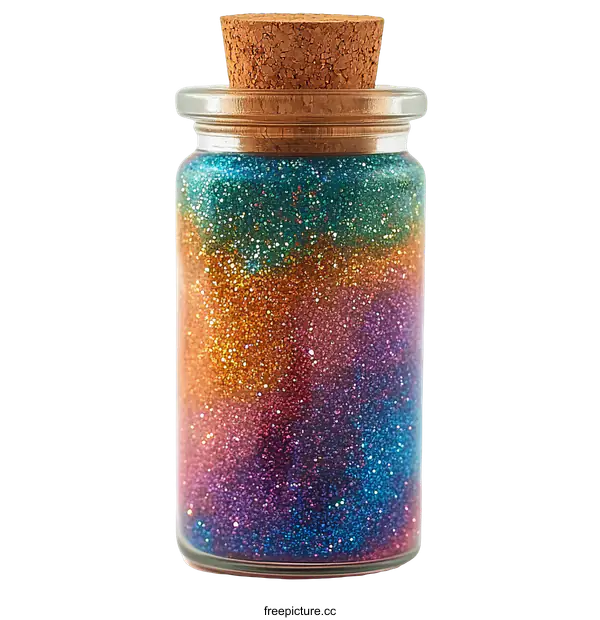 [Transparent Background PNG]Rainbow Glitter Jar for Craft Projects