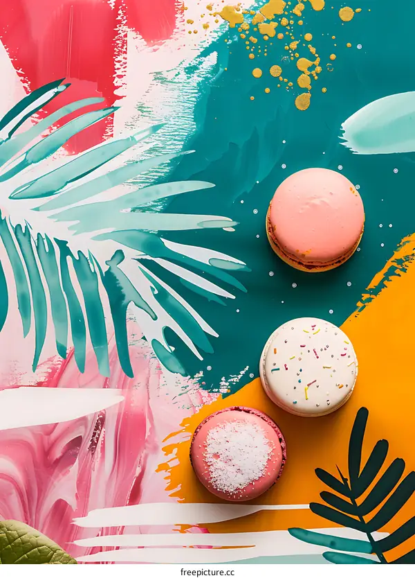 Abstract Background with Three Macarons