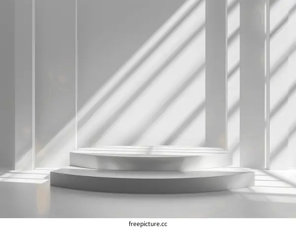 Minimalistic White Pedestal with Palm Shadows