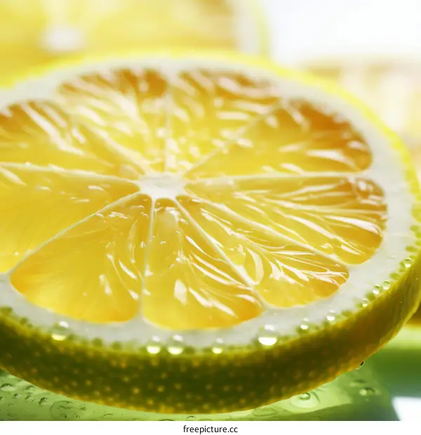 Close-up of a Juicy Lemon Wedge