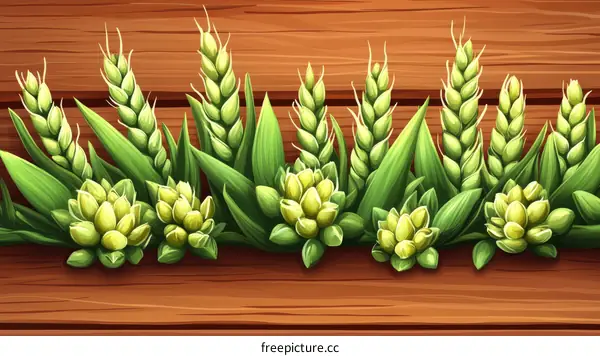 Wheat and Hops Border Pattern Illustration