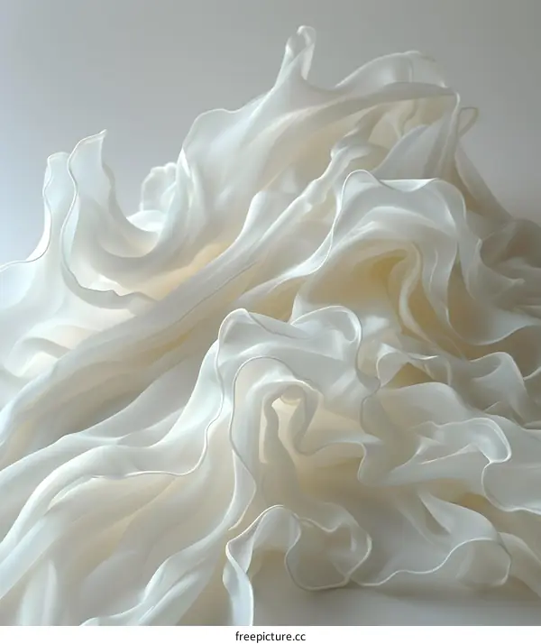 An arrangement of wavy white fabric