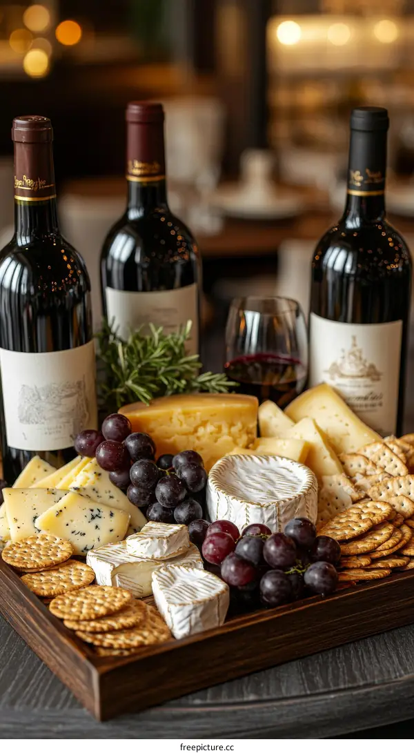 Gourmet Cheese and Wine Platter Arrangement