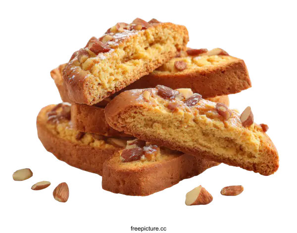 [Transparent Background PNG]Delicious Almond Biscotti Stacked