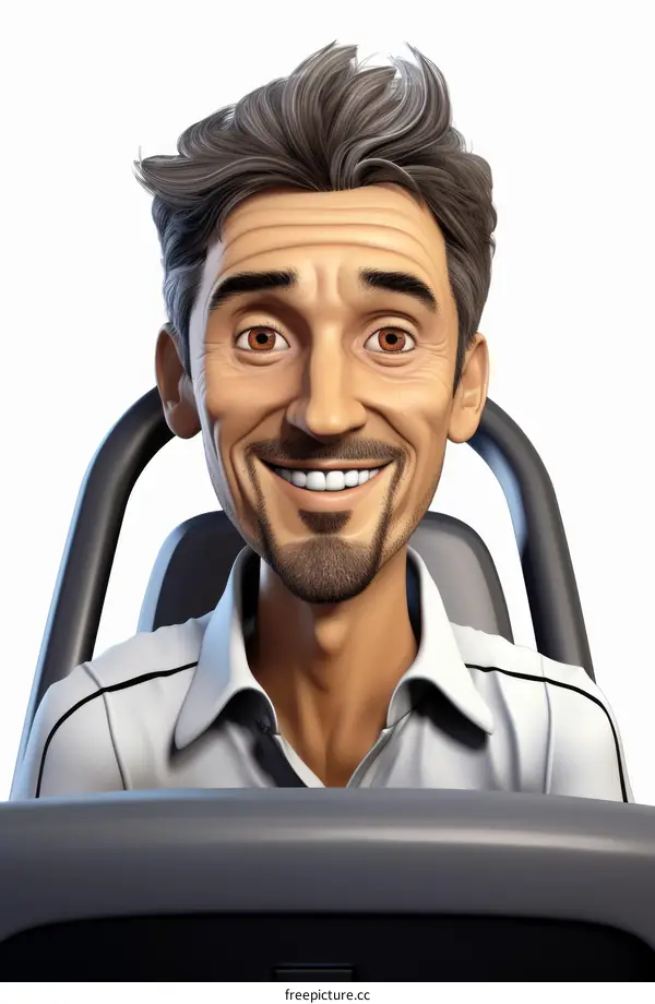 Portrait of a happy male professional driver in a racing car