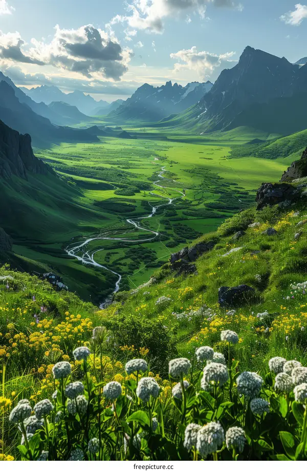 Mountains and valleys under the sunlight