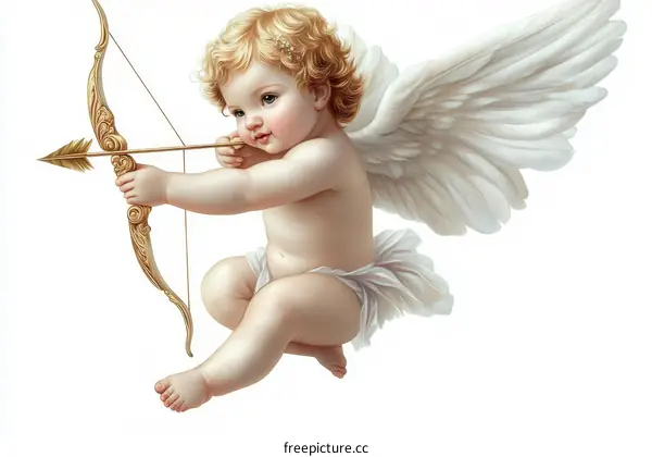 Adorable Cupid with Bow and Arrows