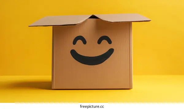 Open Cardboard Box with Smiley Face