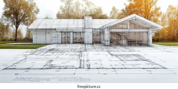 Architectural Design Blueprint of a Modern House