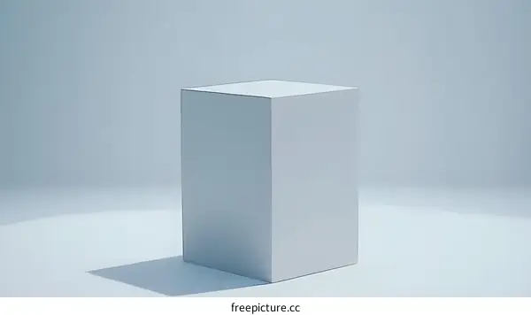 Simple White Cube Platform On A White Background