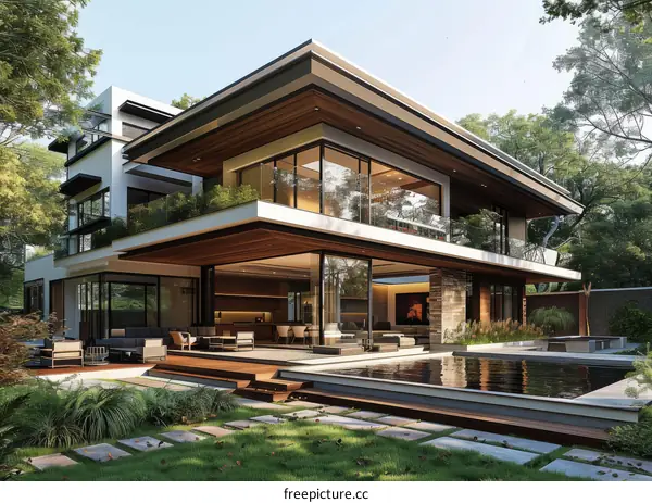 Modern luxury house with pool and terrace