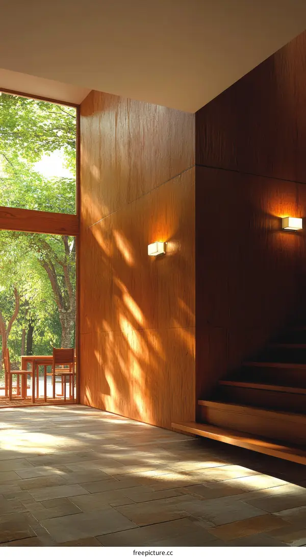Modern Wooden Interior with Sunlight