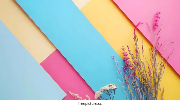 Abstract Background with Colorful Paper and Flowers