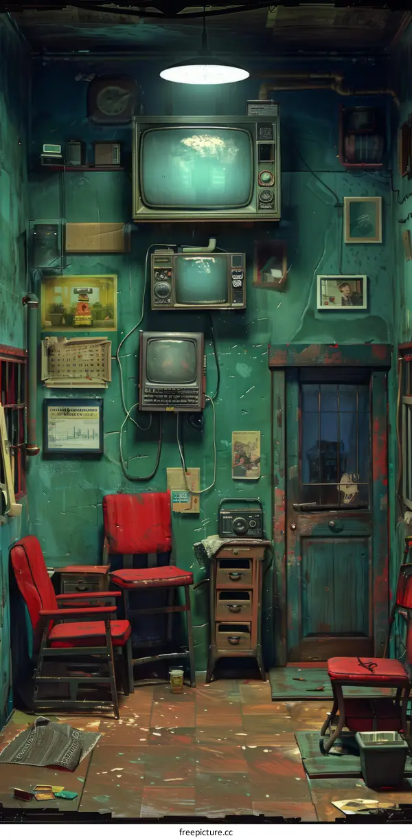 Retro Televisions Fill a Room