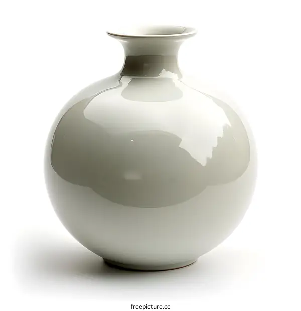 A ceramic vase with a round body and a narrow neck
