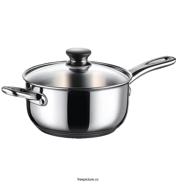 [Transparent Background PNG]Stainless Steel Cooking Pot with Glass Lid