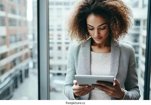 African American Woman Working on a Tablet
