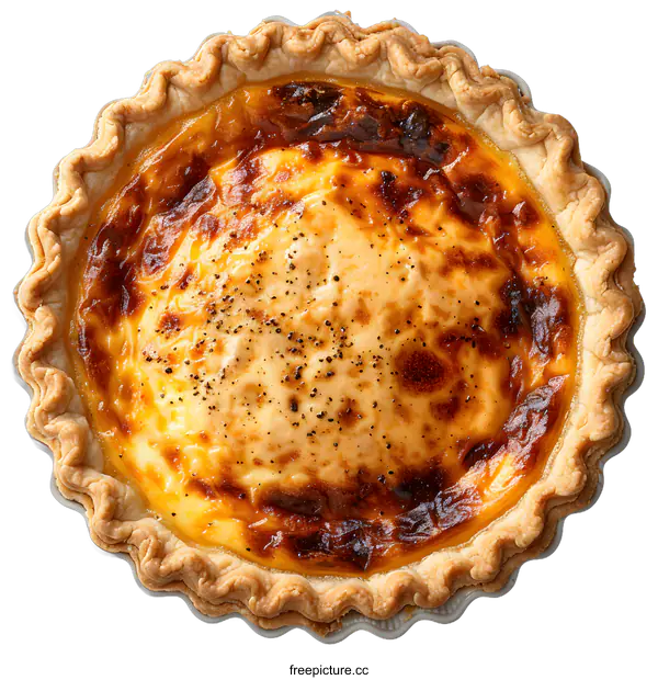 [Transparent Background PNG]Overhead View of a Baked Cheese Pie