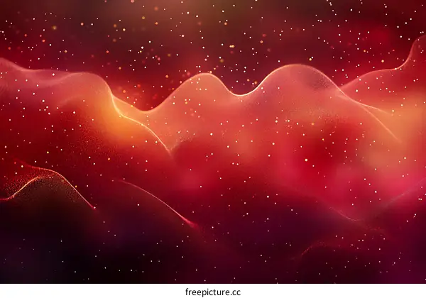 Abstract Red and Gold Particles Wave Background Design