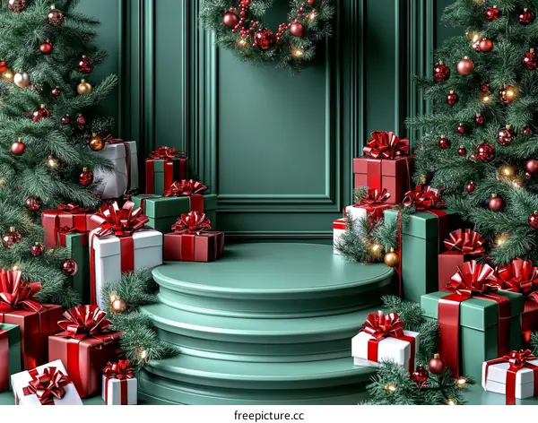 Christmas Gift Boxes Festive Scene Illustration